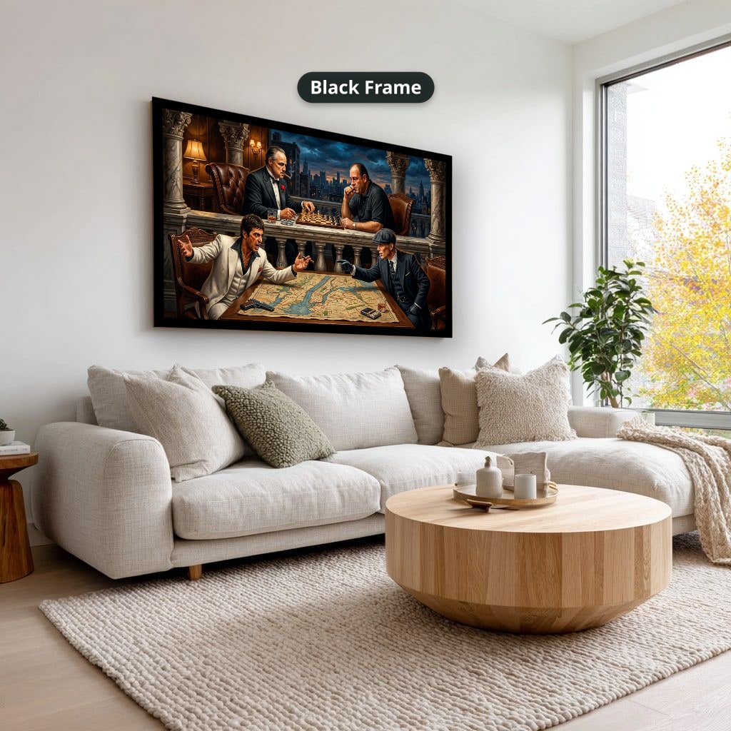 Gangster Canvas Wall Art, Mafia Themed Wall Decor, Chess Game Artwork
