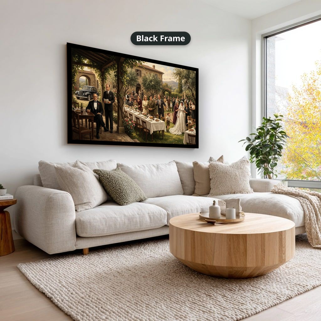 Gangster Wedding Scene Canvas Wall Art, Mafia Family Gathering