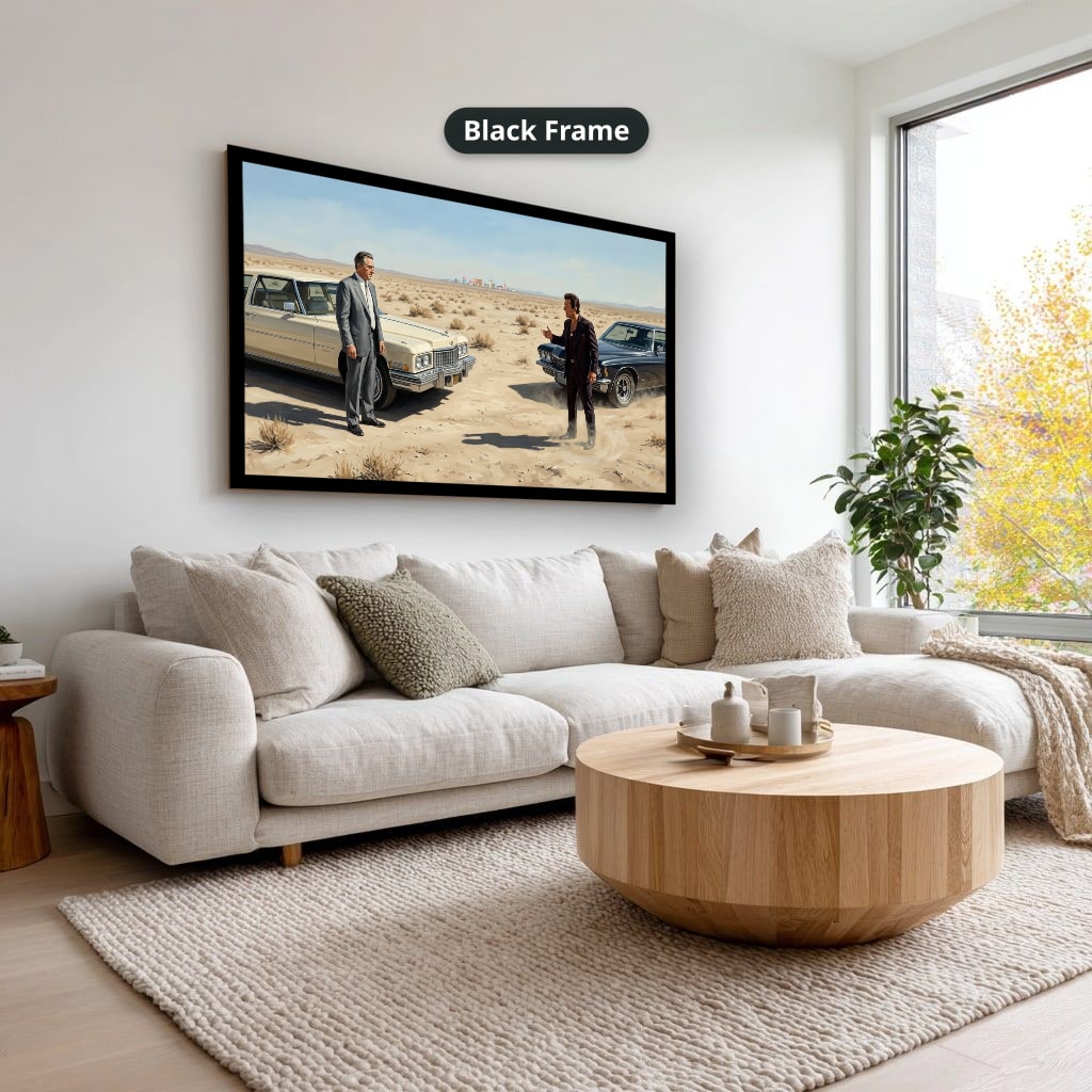 Gangster Canvas Wall Art, Mafia Scene Artwork, Vintage Cars Landscape