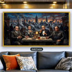 Mafia Dinner Scene Canvas Wall Art, Urban Skyline Wall Decor