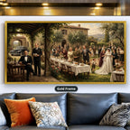 Gangster Wedding Scene Canvas Wall Art, Mafia Family Gathering