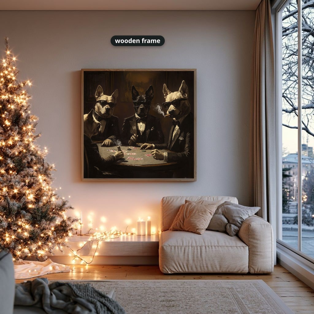 Dogs Playing Poker In Suits Canvas Wall Art, Ready To Hang