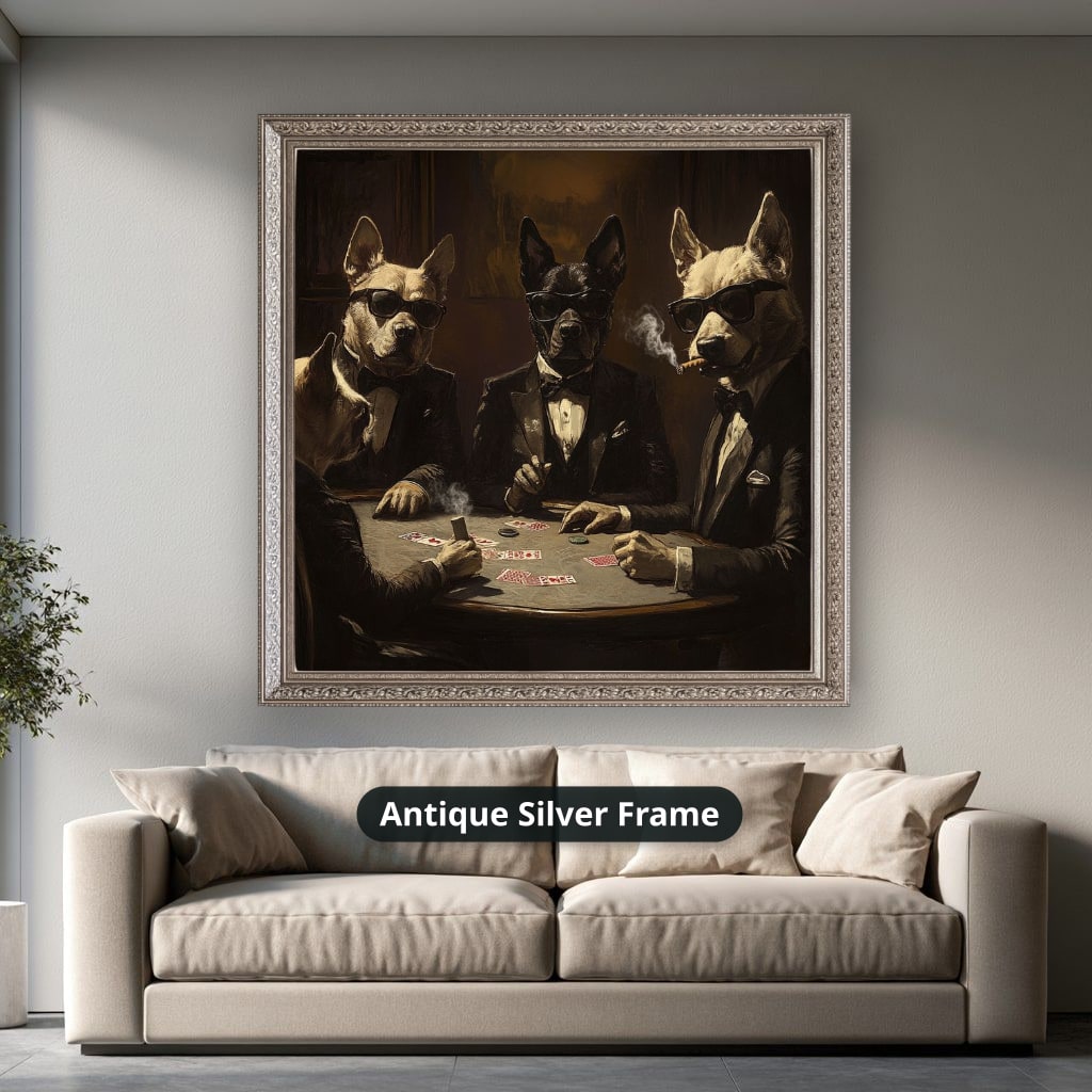 Dogs Playing Poker In Suits Canvas Wall Art, Ready To Hang