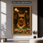 Poker Playing Cats At Casino Canvas Wall Art, Large Vertical