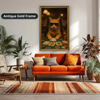 Poker Playing Cats At Casino Canvas Wall Art, Large Vertical