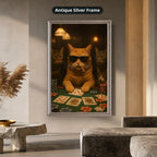 Poker Playing Cats At Casino Canvas Wall Art, Large Vertical
