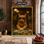 Poker Playing Cats At Casino Canvas Wall Art, Large Vertical