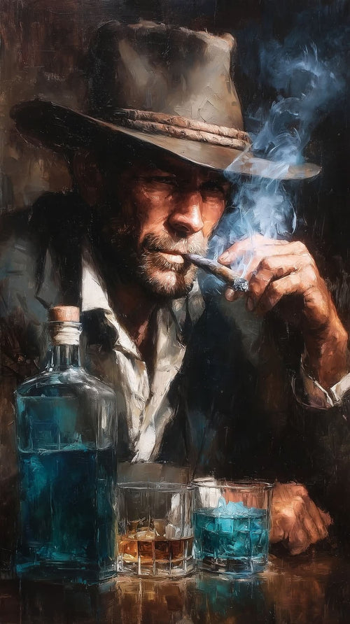 cowboy portrait, vintage western art, canvas wall art